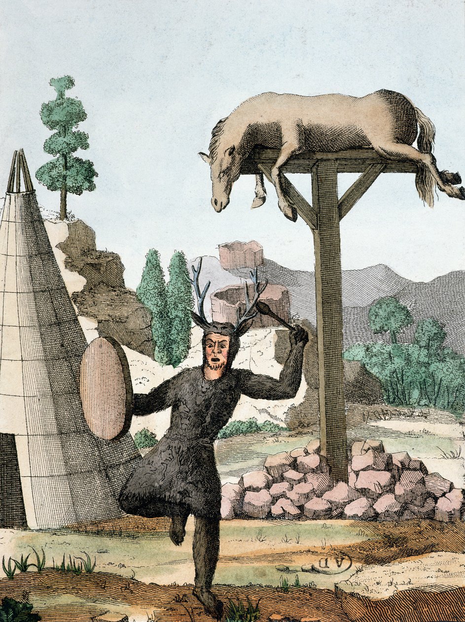 En sibirsk tartarsjaman og gravplass, ca. 1811 av French School