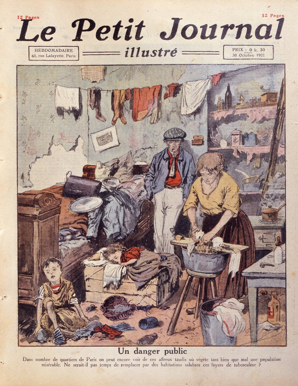 A Slum in Paris, illustrasjon fra Le Petit Journal, 30. oktober 1921 av French School