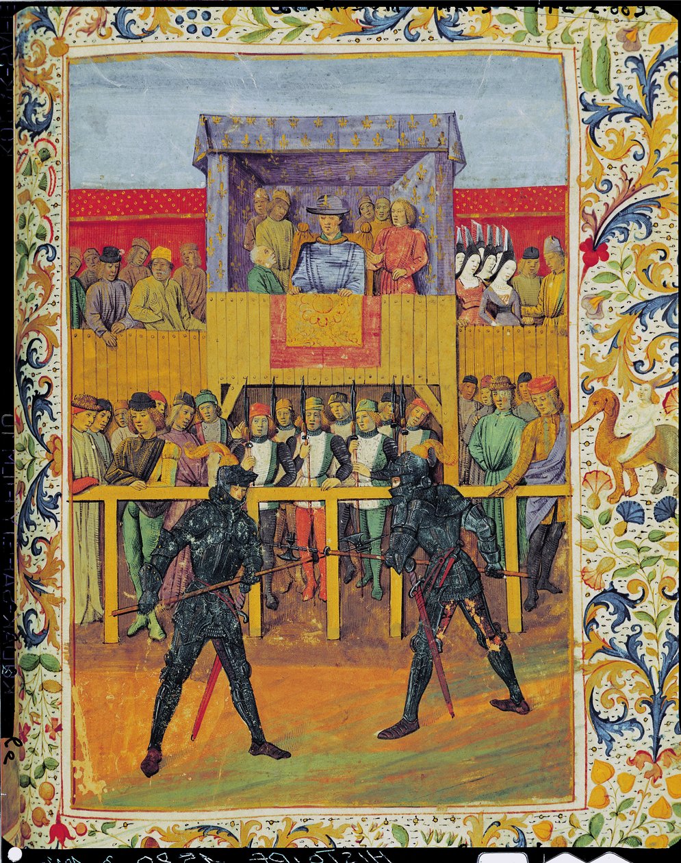 En turnering i hånd-til-hånd-kamp, fra Le Jouvencel av Jean de Bueil av French School