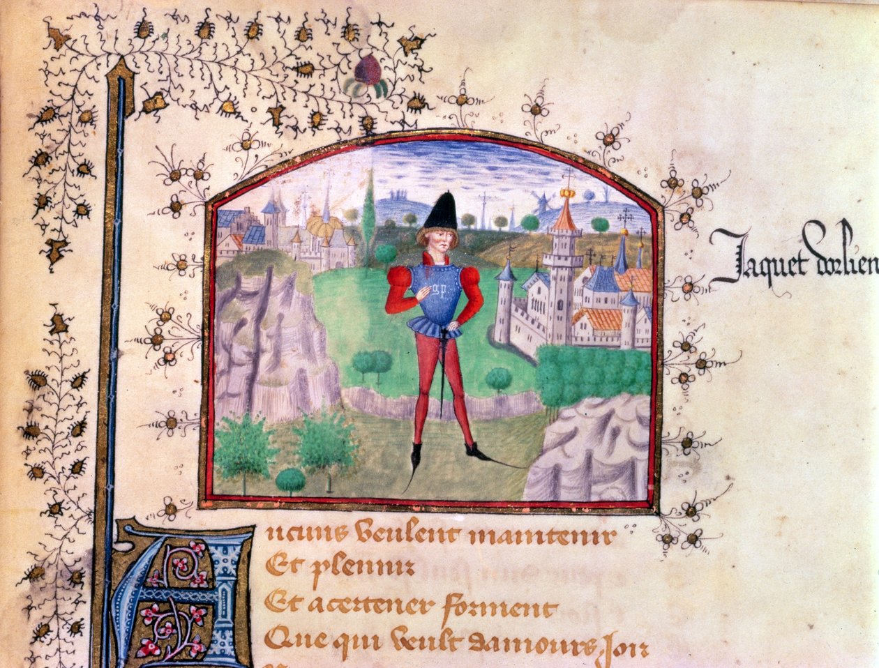 En trubadur, fra boken med hundre ballader av Jean Le Seneschal av French School