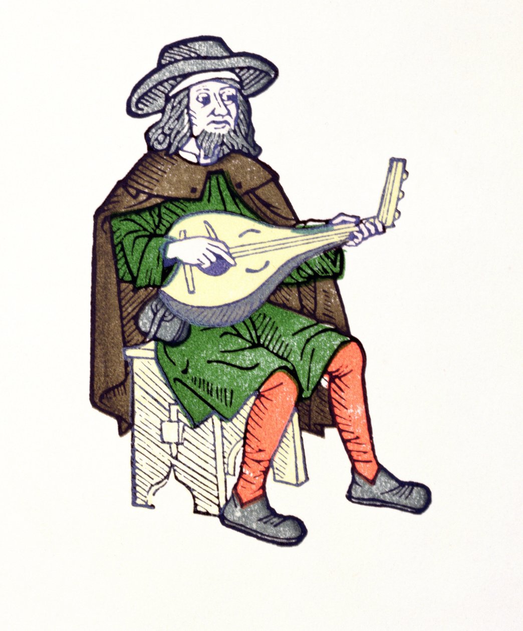 En trubadur som spiller lut, fra tidlig 1200-talls chantifable Aucassin et Nicolette av French School