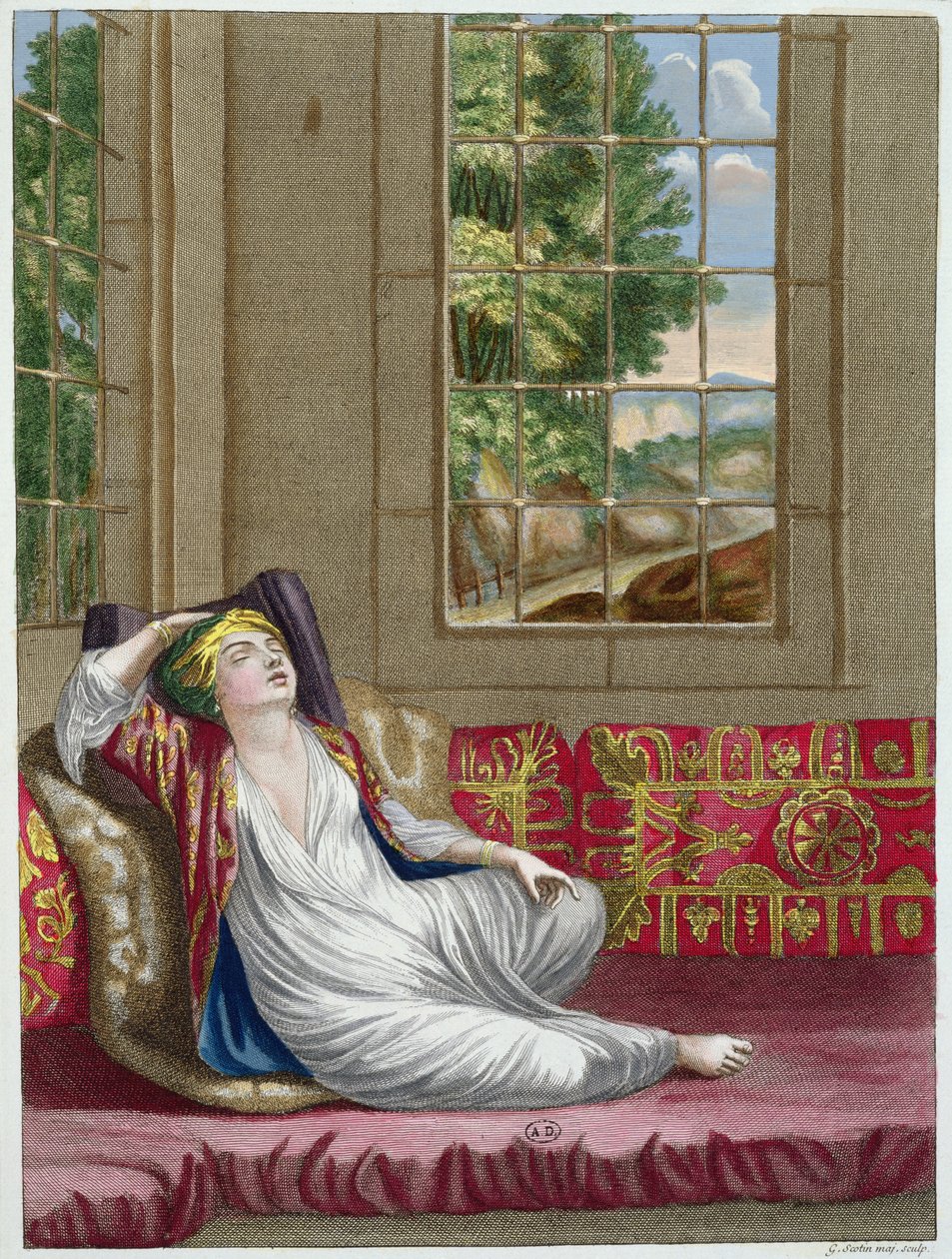 En tyrkisk kvinne, fra Recueil dEstampes sur les Costumes du Levant, gravert av Gerard Jean Baptiste Scotin (1671-1716) 1707-08 av French School