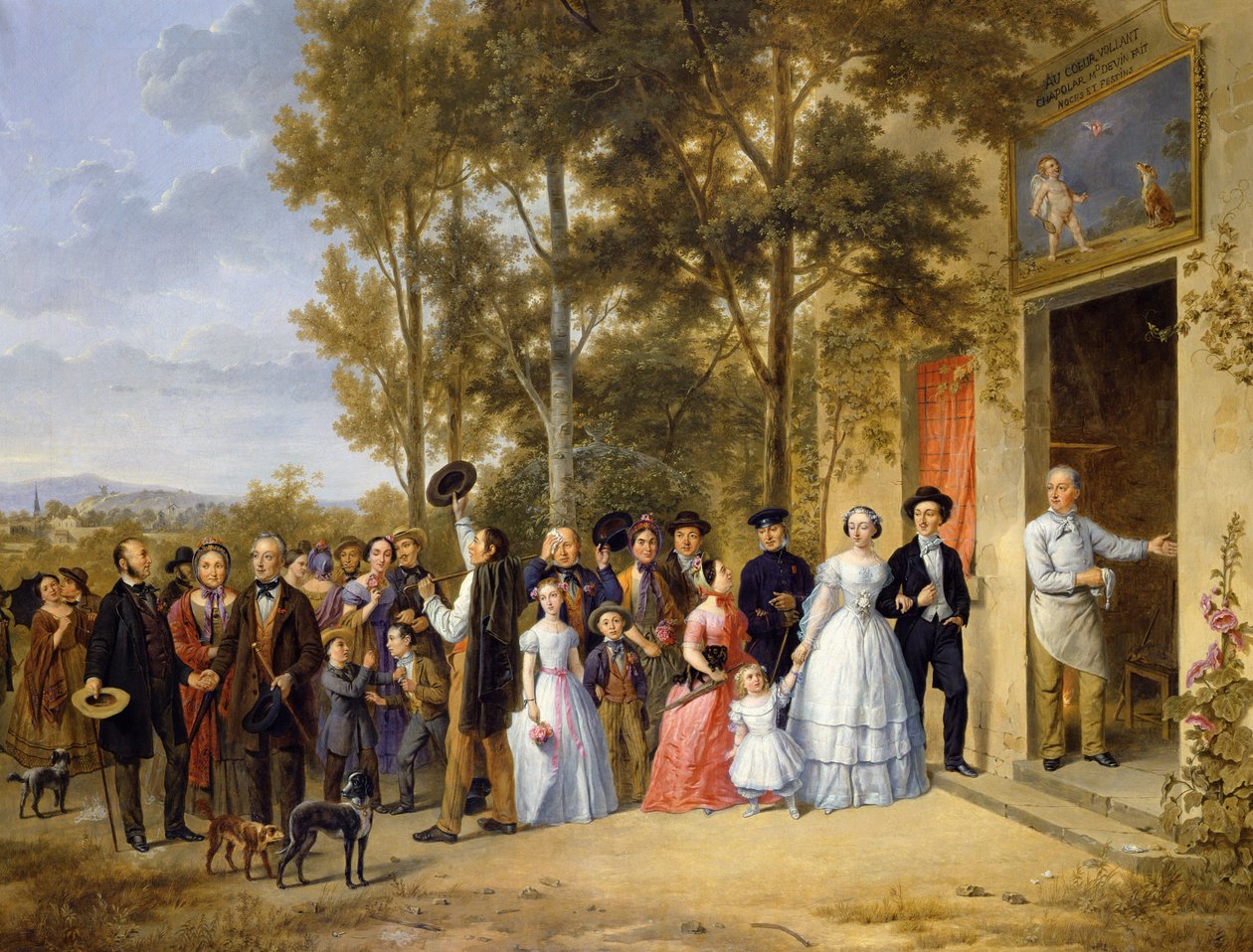Et bryllup ved Coeur Volant, Louveciennes, ca. 1850 av French School