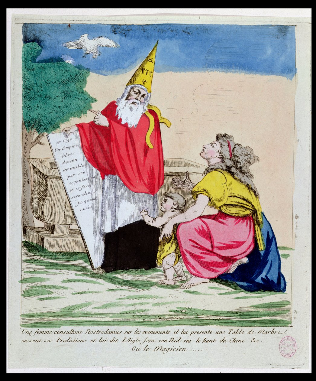 A Woman Consulting Michel Nostradame (Nostradamus) (1503-66) januar 1790 av French School