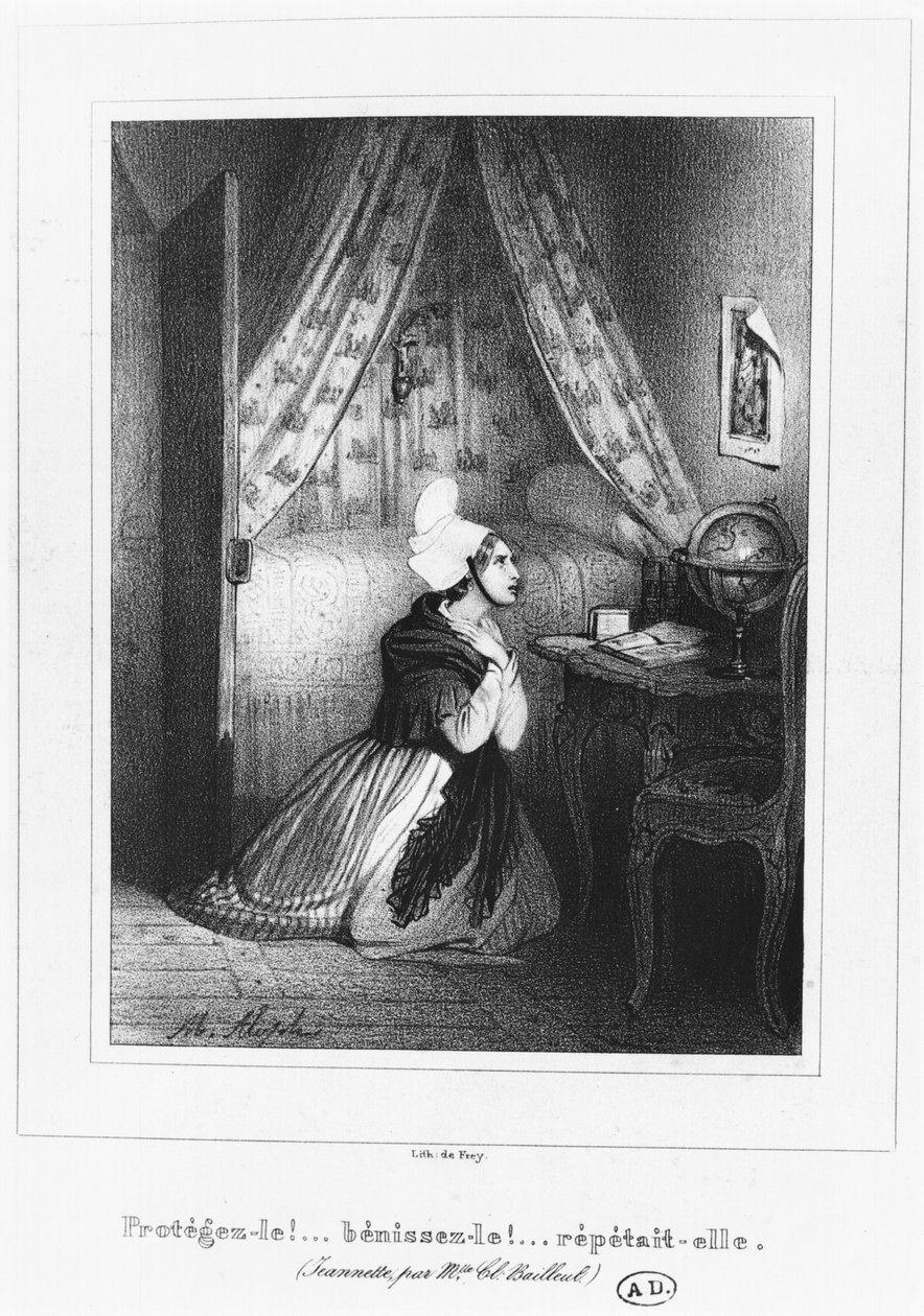 En ung kvinne fra Normandie, ca. 1830-40 av French School