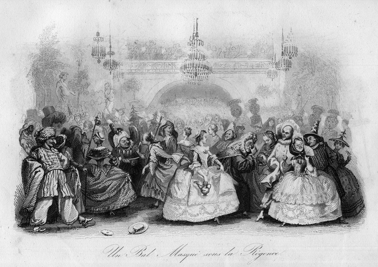 En ballmaske under regenten ("The carnival"-sang av Marc-Antoine Madeleine Desaugiers) av French School