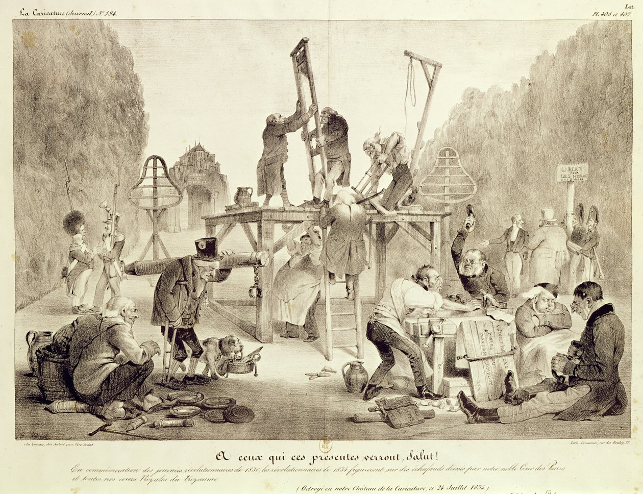 Salut!, plate 406 og 407, nr.194, La Caricature, trykt av Delaunois av French School