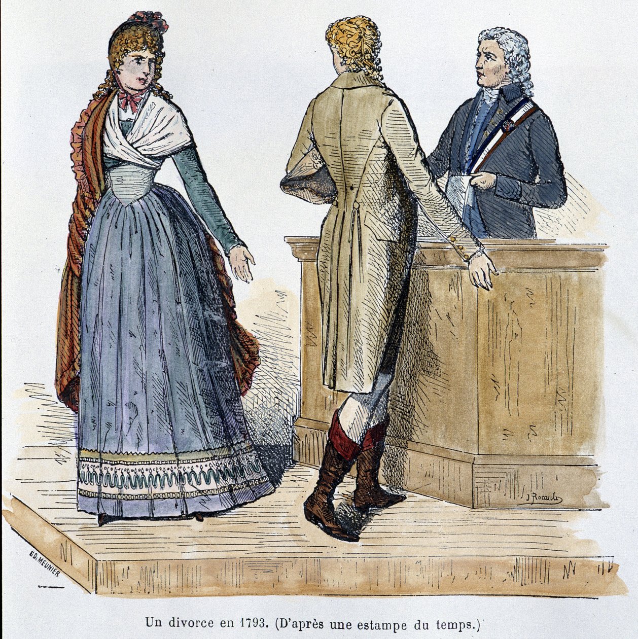 En skilsmisse i 1793 - i "" Paris gjennom århundrene"" av Kenouillac av French School