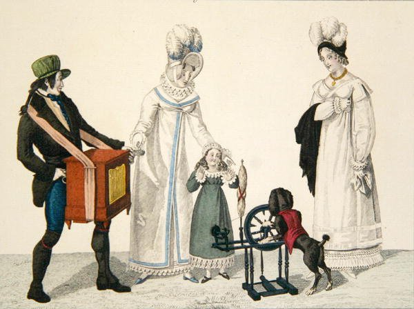 En hund som leker med et spinnehjul akkompagnert av en musikkboks, plate 85 fra 