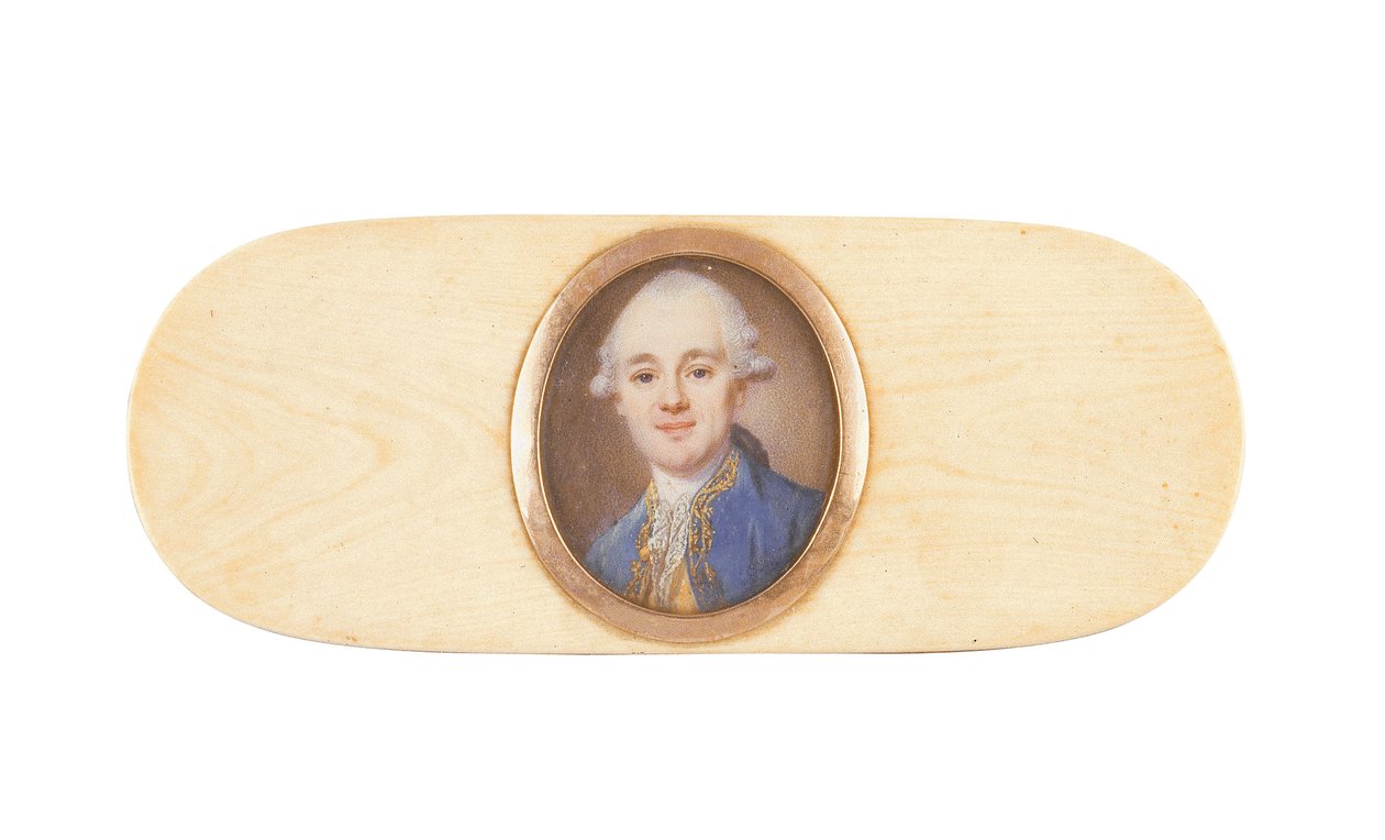 En gentleman, som sies å være Sir Robert Ainslie, Bt., satt i lokket på en boks (akvarell på elfenben) av French School