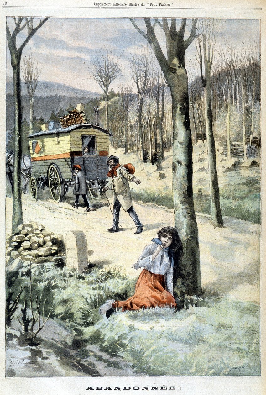 En sigøynerjente forlatt av familien hennes - i "" Le Petite Parisien"" av 15.03.1903. av French School