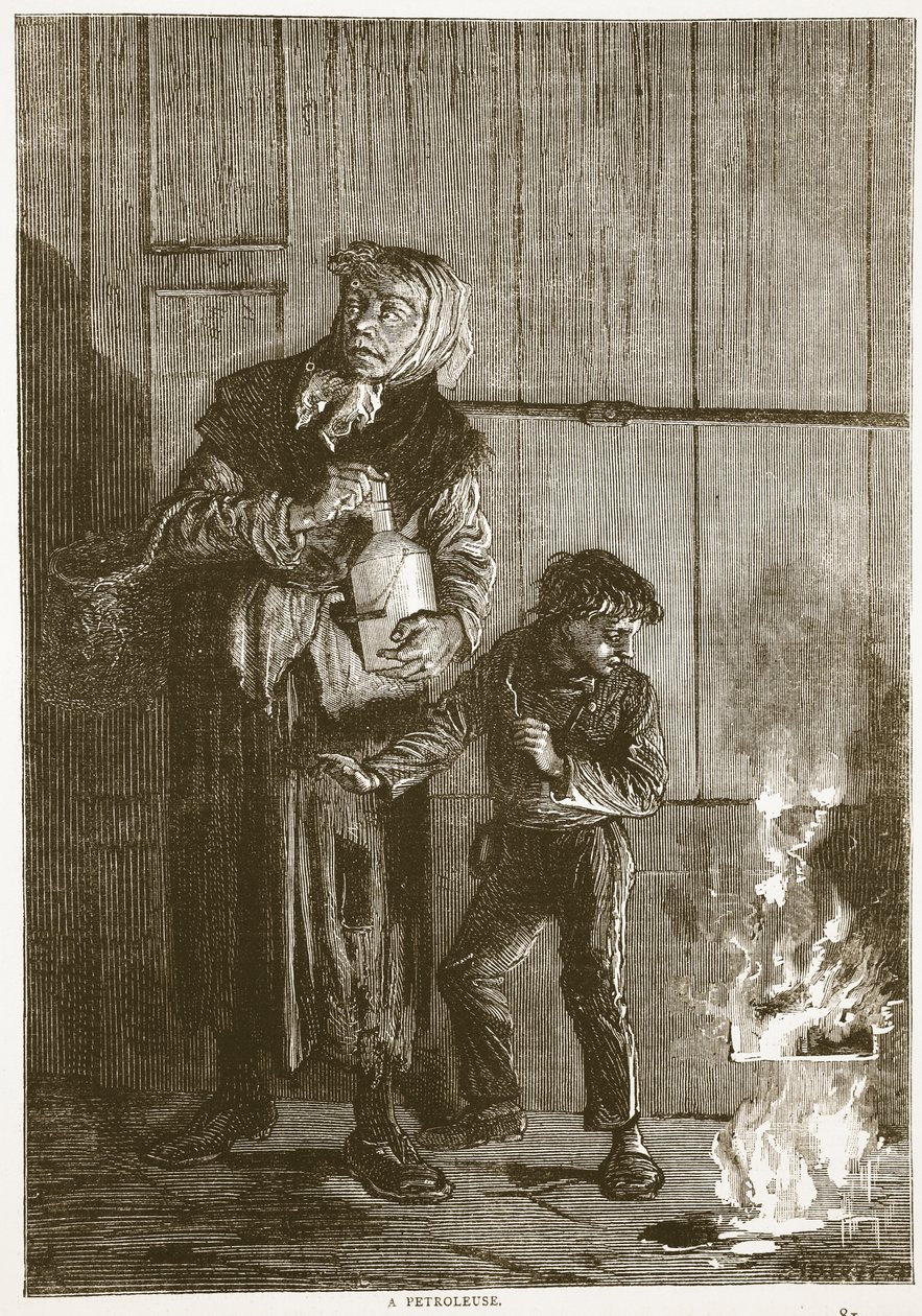 En petroleuse, april 1871, illustrasjon fra Cassells historie om krigen mellom Frankrike og Tyskland, 1870-1871 av French School