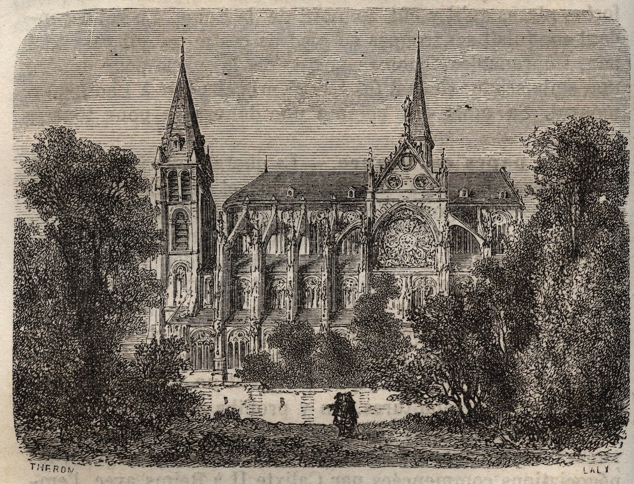 Abbey Saint-Victor (Saint Victor) of Paris, founded in the 12th century - engraving in “Histoire de France” by Victor Duruy (1811-1894) - 1882 av French School