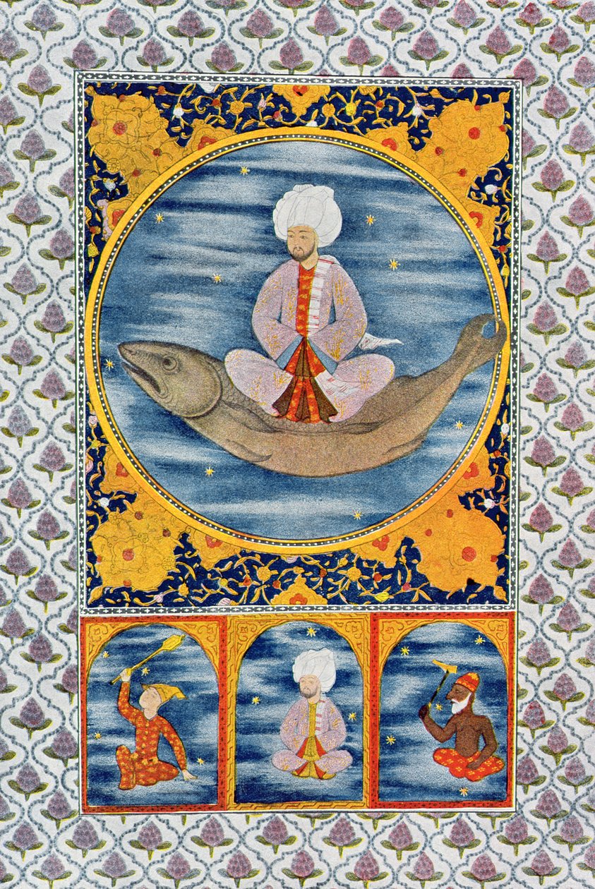 Abdallah of the Sea, illustrasjon fra The Arabian Nights, 1895 (fargegravering) av French School