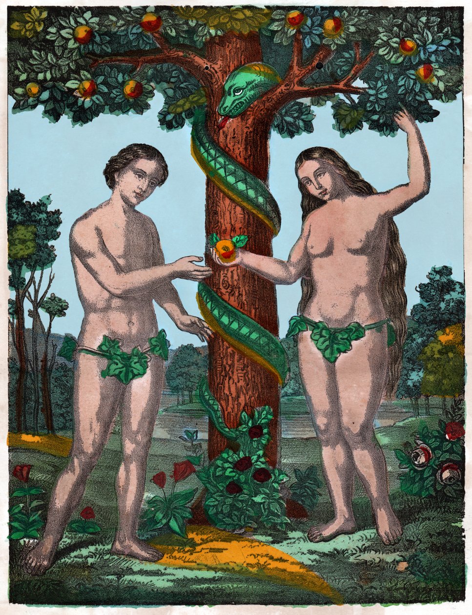 Adam og Eva. (gravering, ca 1880) av French School