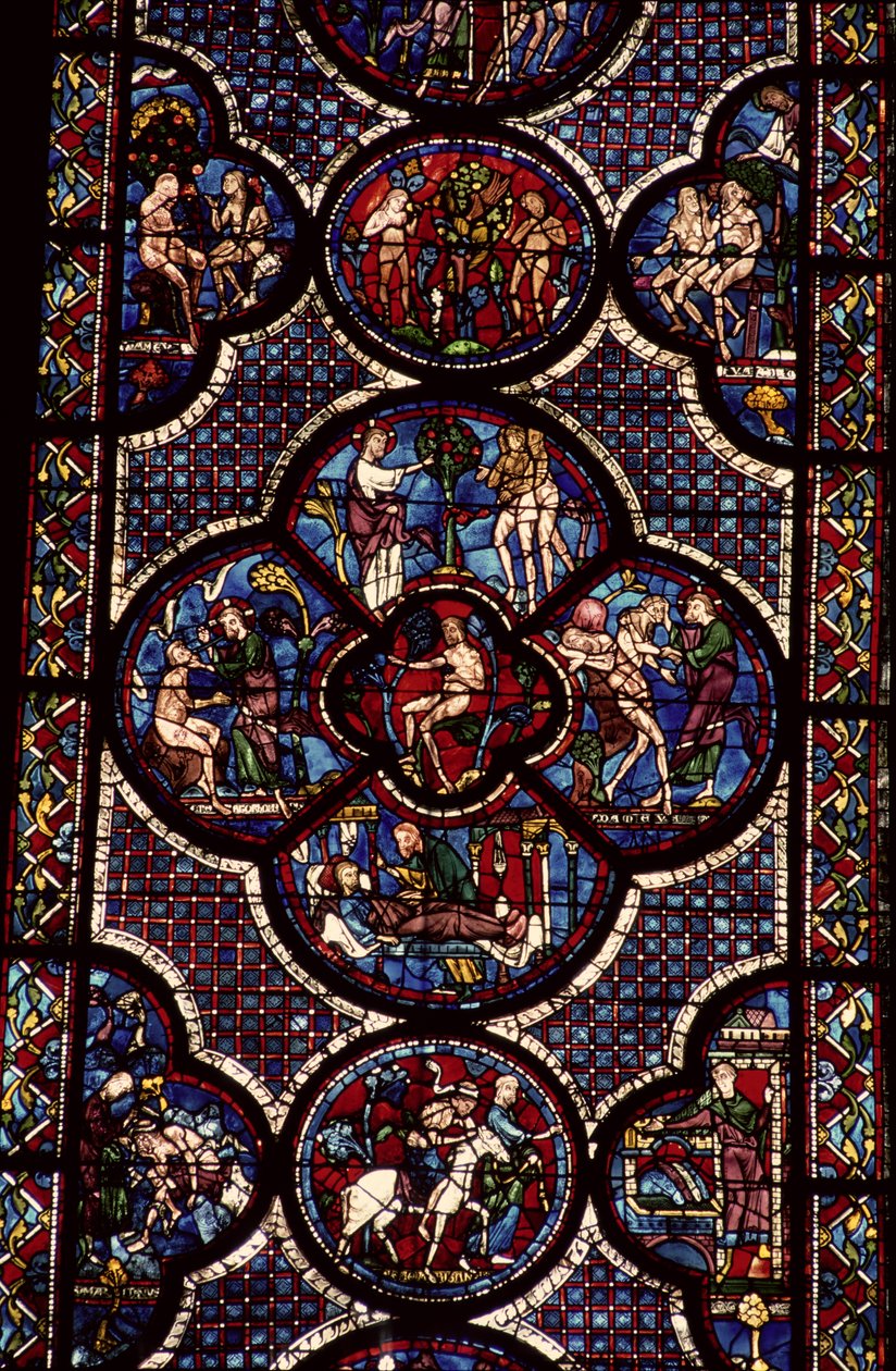 Adam og Eva-vinduet, 1200-tallet (for detaljer se 129046) av French School