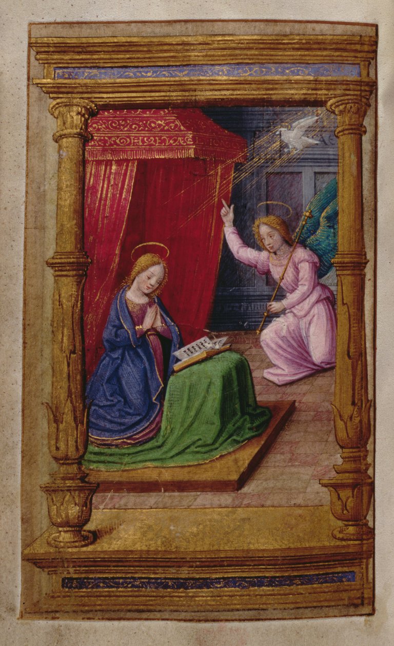 Legg til 35214 f.29v Annunciation, from a Book of Hours, Paris av French School