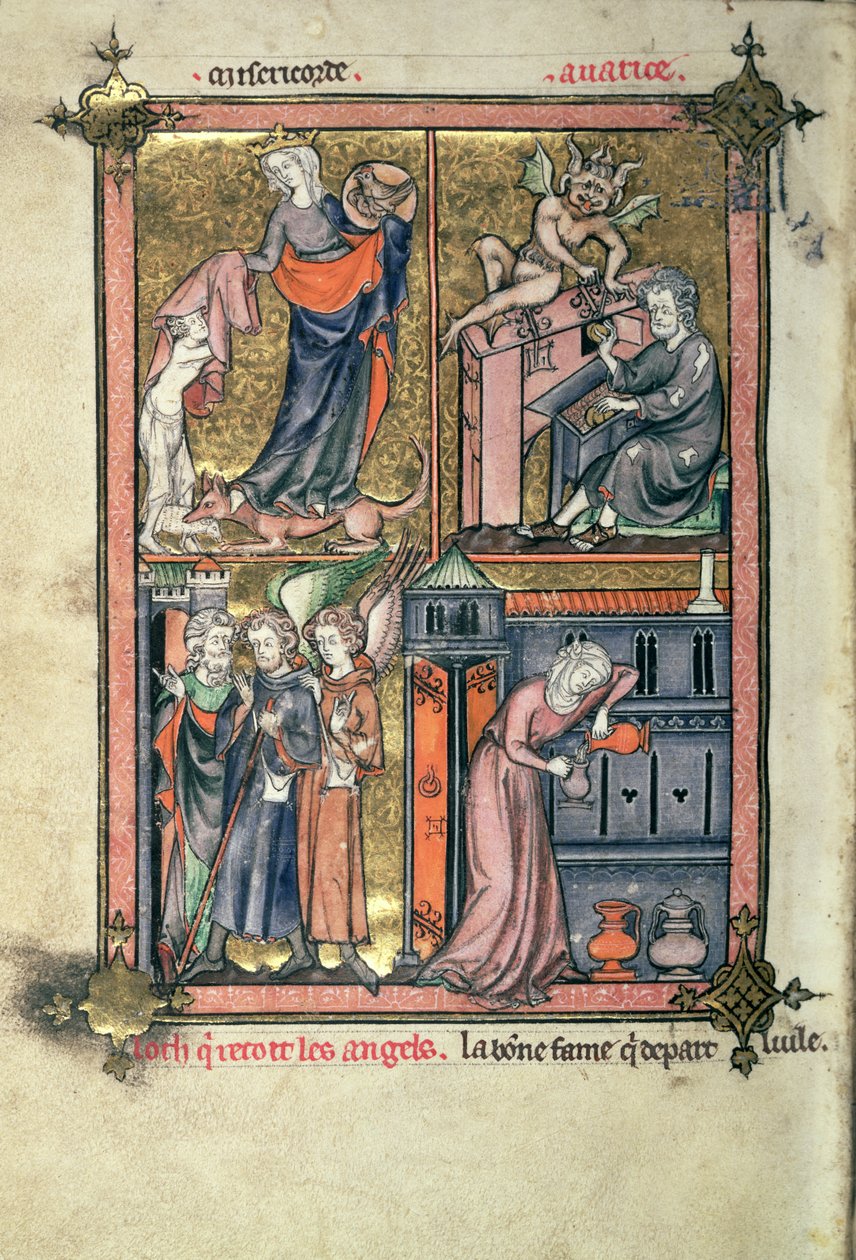 Legg til 54180 f.136b Barmhjertighet og grådighet, Lot og englene; enken og oljen hennes, fra 