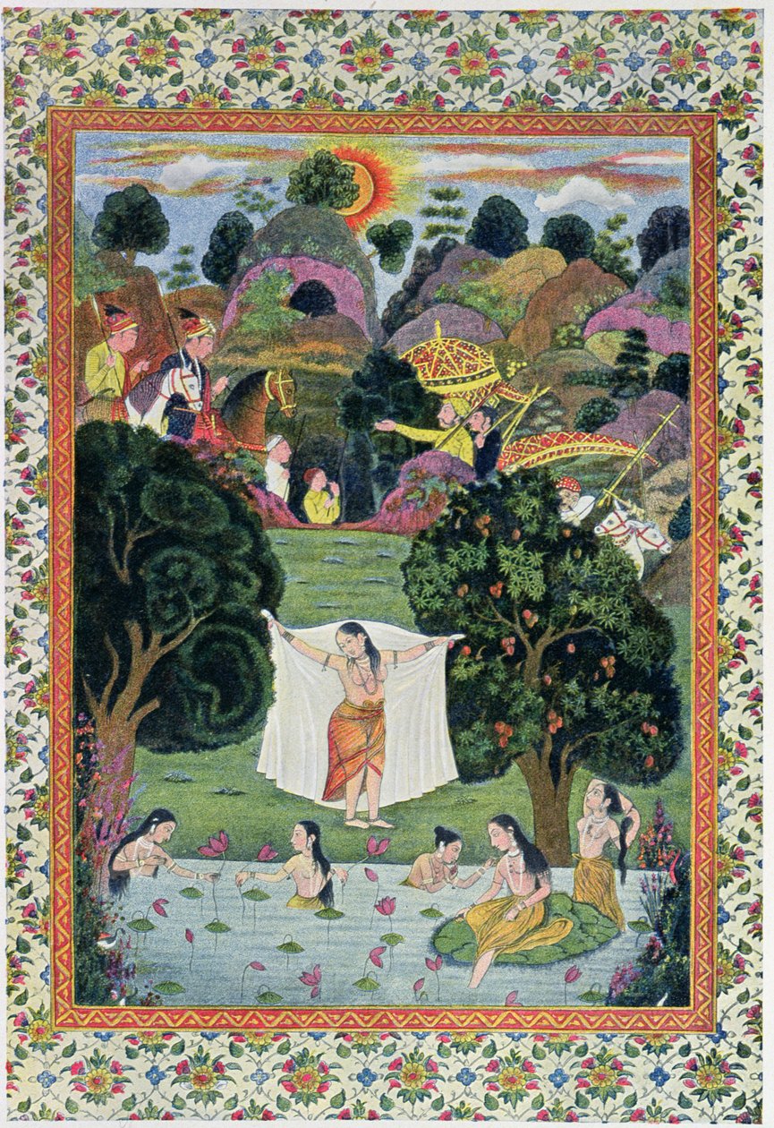 Adolescents Bathing, illustrasjon fra The Arabian Nights, 1895 (fargegravering) av French School