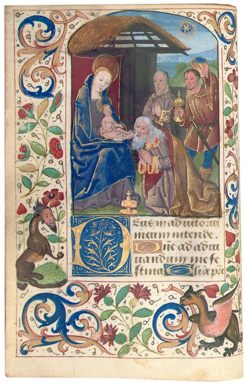 Adoration of the Magi, illustrasjon fra "Book of Hours, Use of Rome" av French School