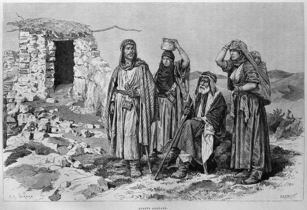 Adouans, fra Syria i dag. Reiser i Fønikia, Libanon og Judea. 1875-1880 av Louis Charles Emile Lortet, 1884 (bw gravering) av French School