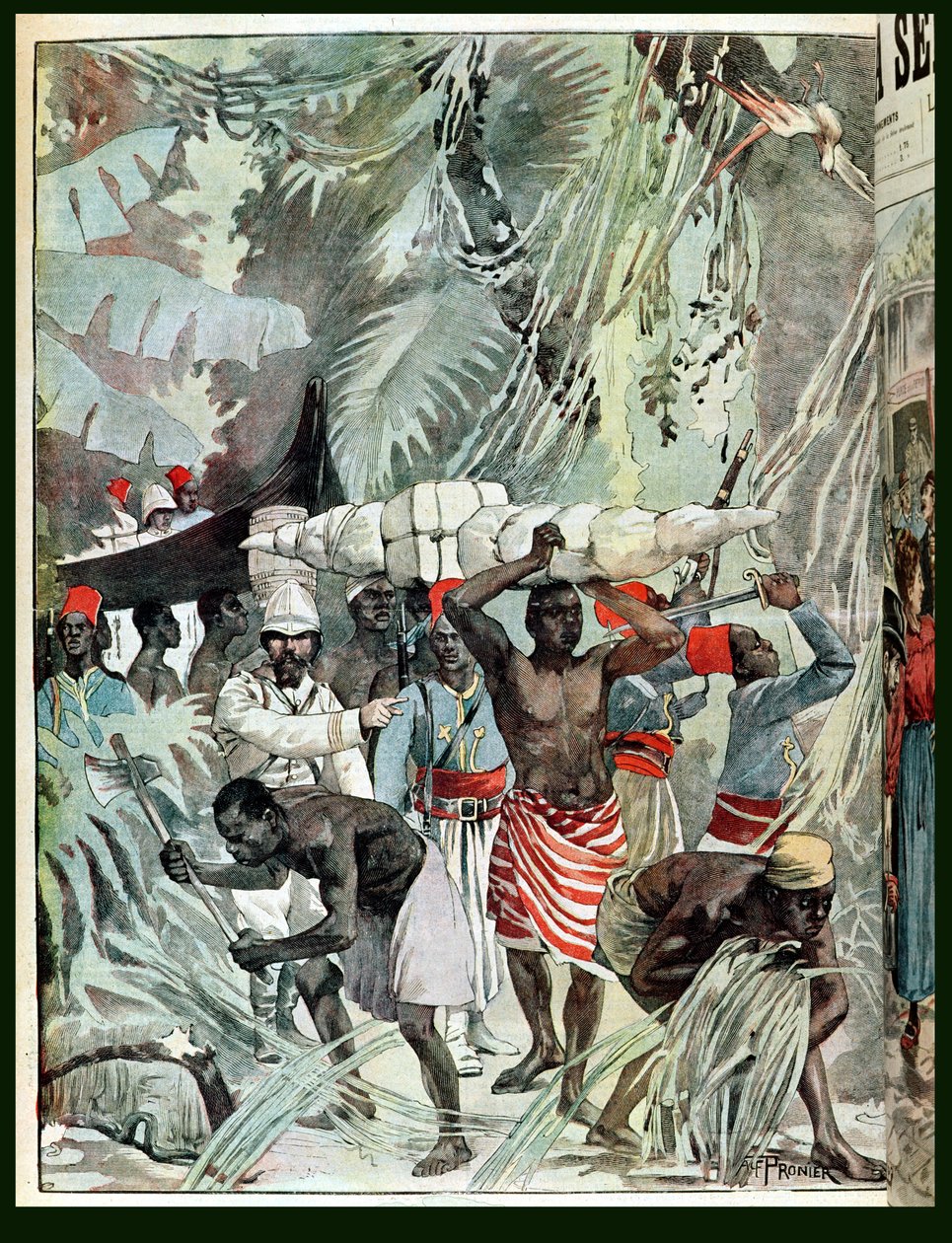 Fremme av Marchand-misjonen inn i Virgin Rain Forest, 1898 av French School