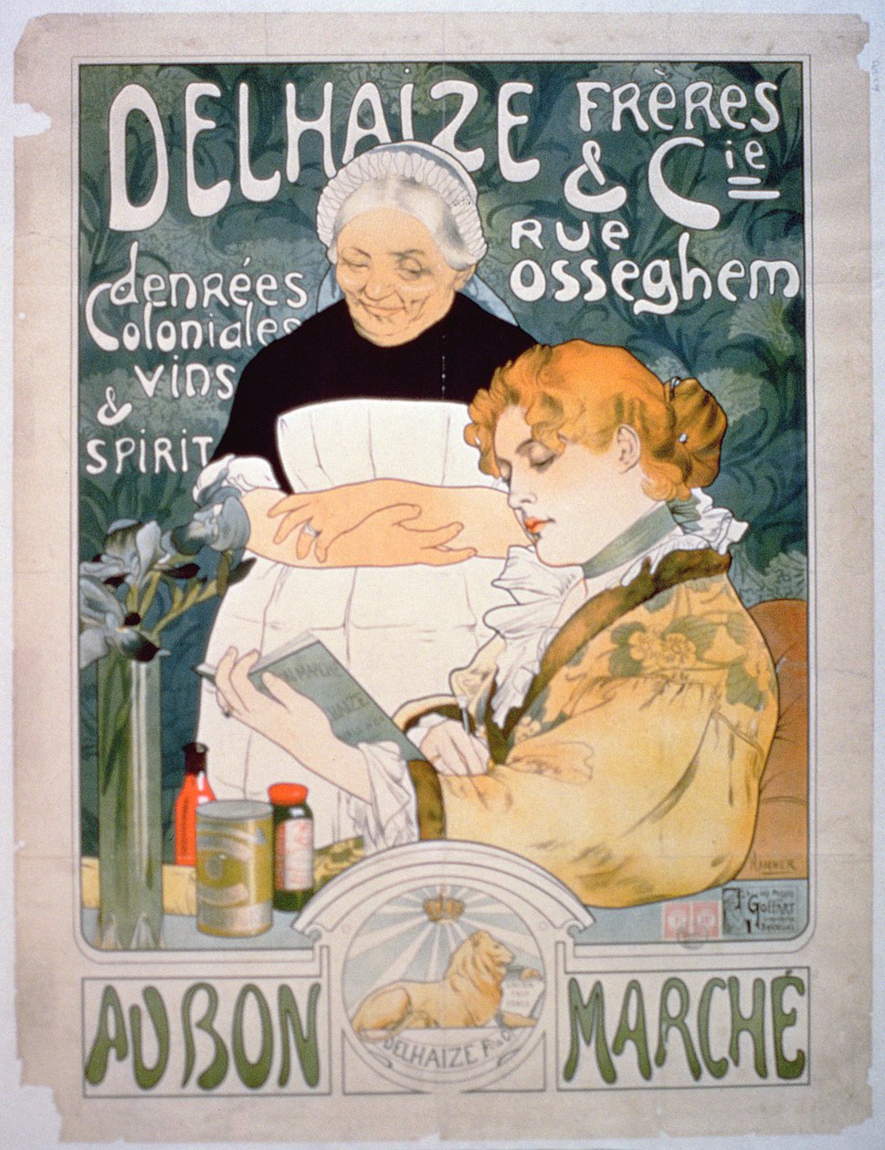 Annonse for Delhaize, Brothers og Co. på Bon Marche av French School