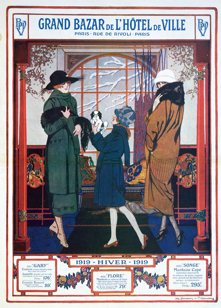 Annonse for City Hall Grand Bazaar, vinteren 1919 av French School