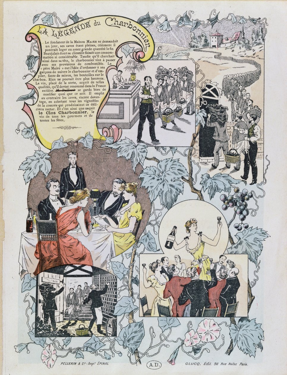 Annonse for Le Clos Charbonnier Beaujolais, ca. 1880 av French School