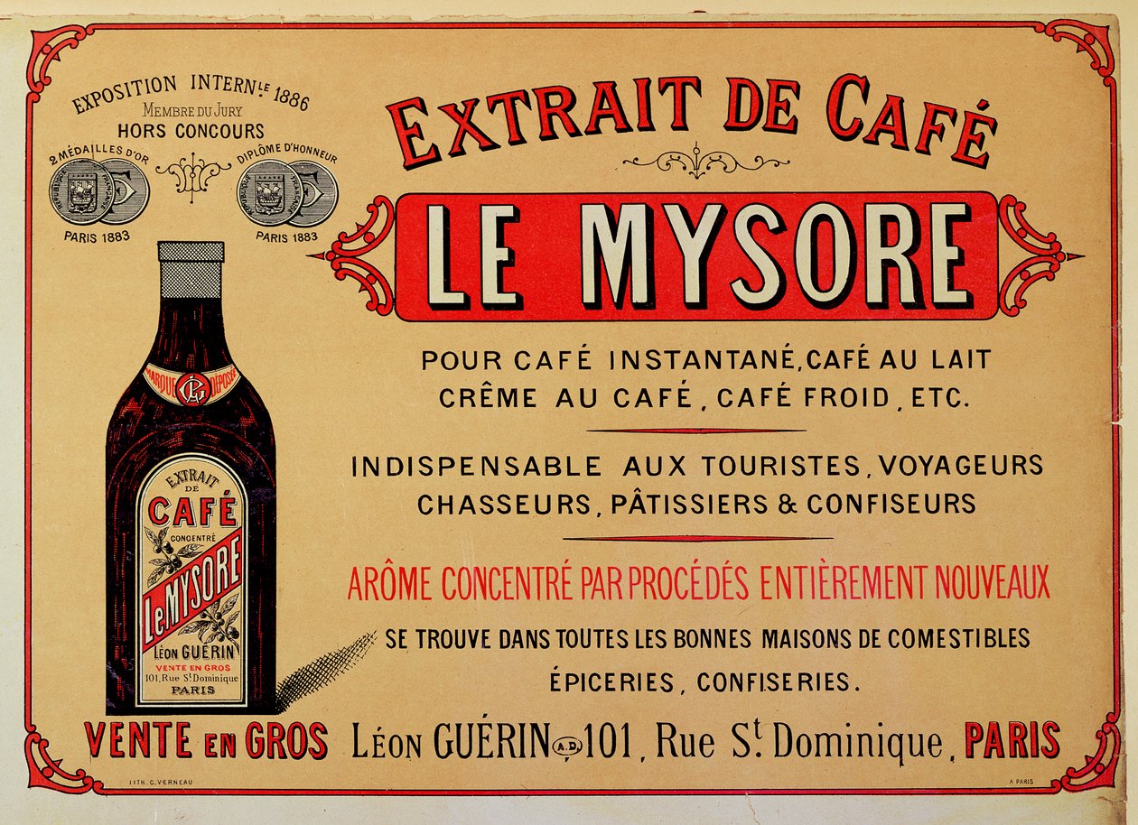 Annonse for Le Mysore kaffeekstrakt av French School
