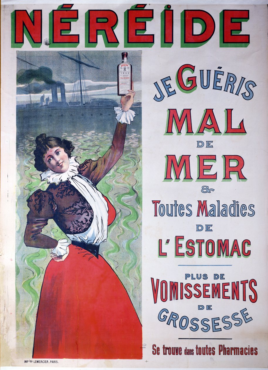 Annonse for Nereide medisin mot sjøsyke, ca.1900 av French School