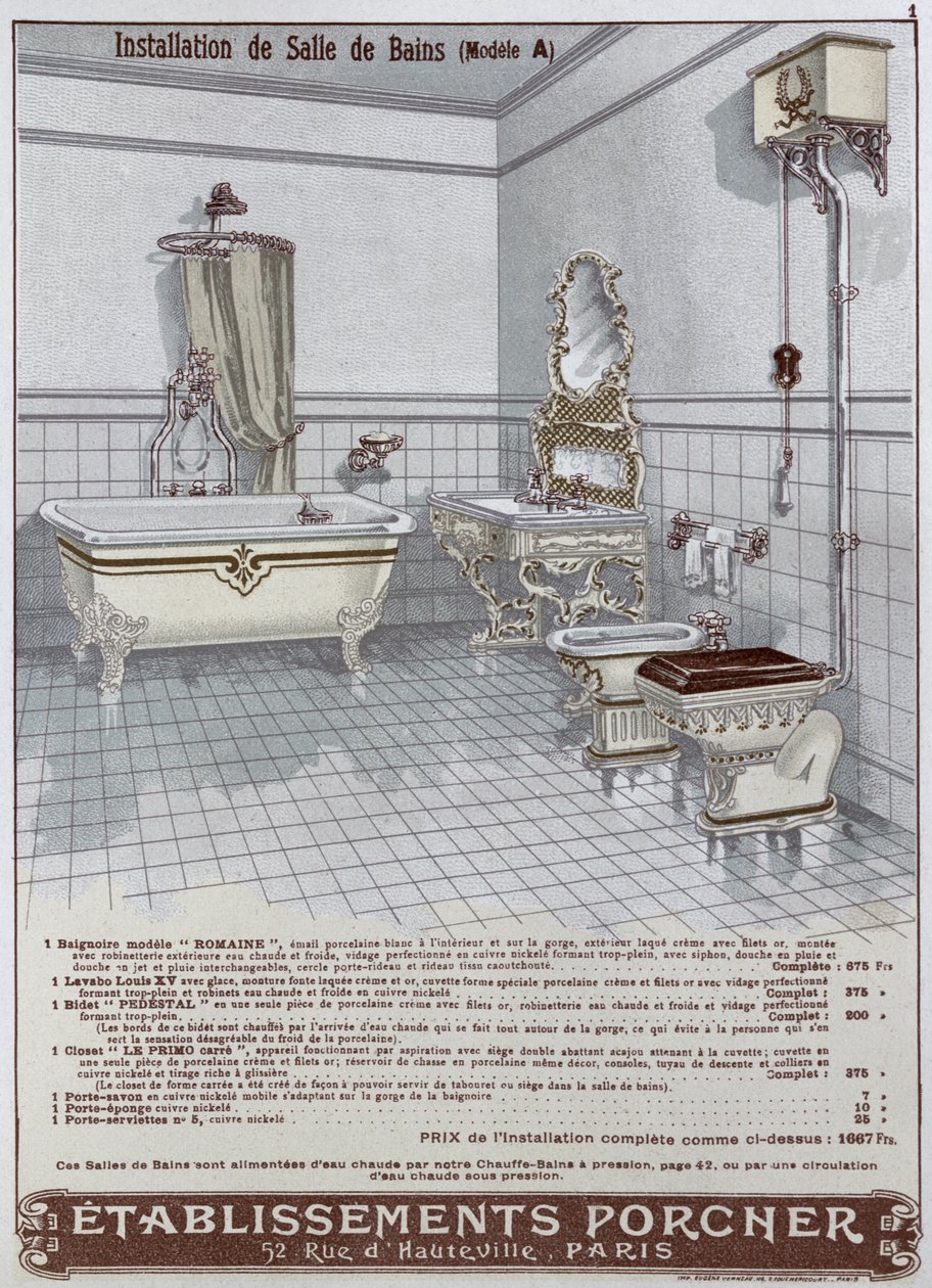 Annonse for bad produsert av Etablissements Porcner, 1899 av French School