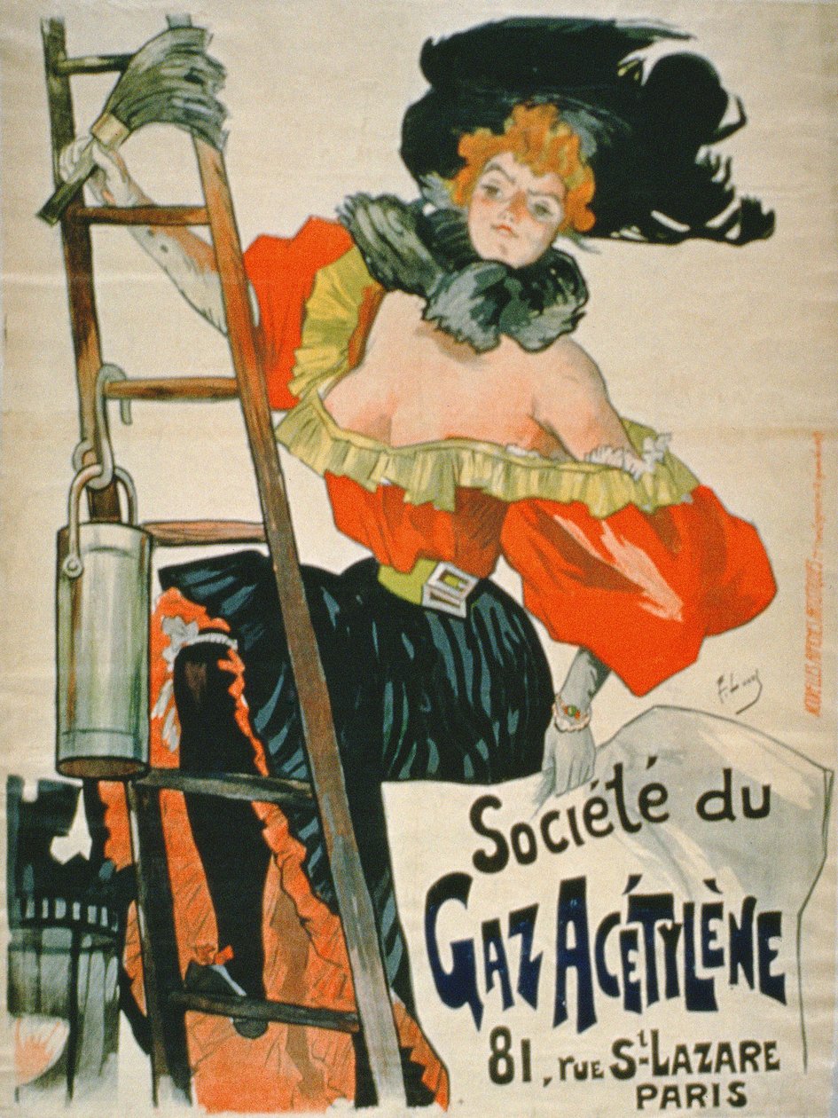 Annonse for Societe du Gaz Acetylene, Paris av French School