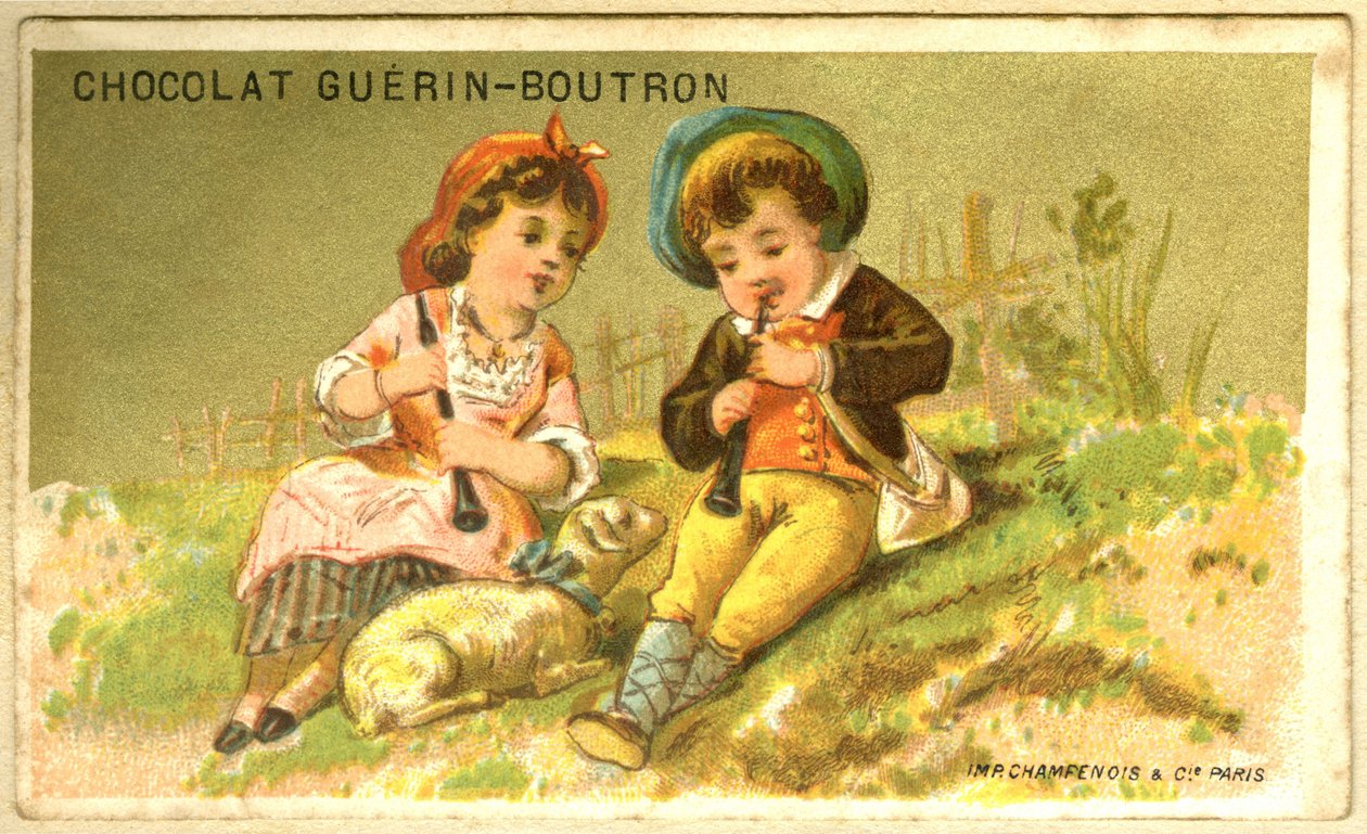 Reklamekromolitografi av Guérin Boutron-sjokolade (kromolitografi) av French School