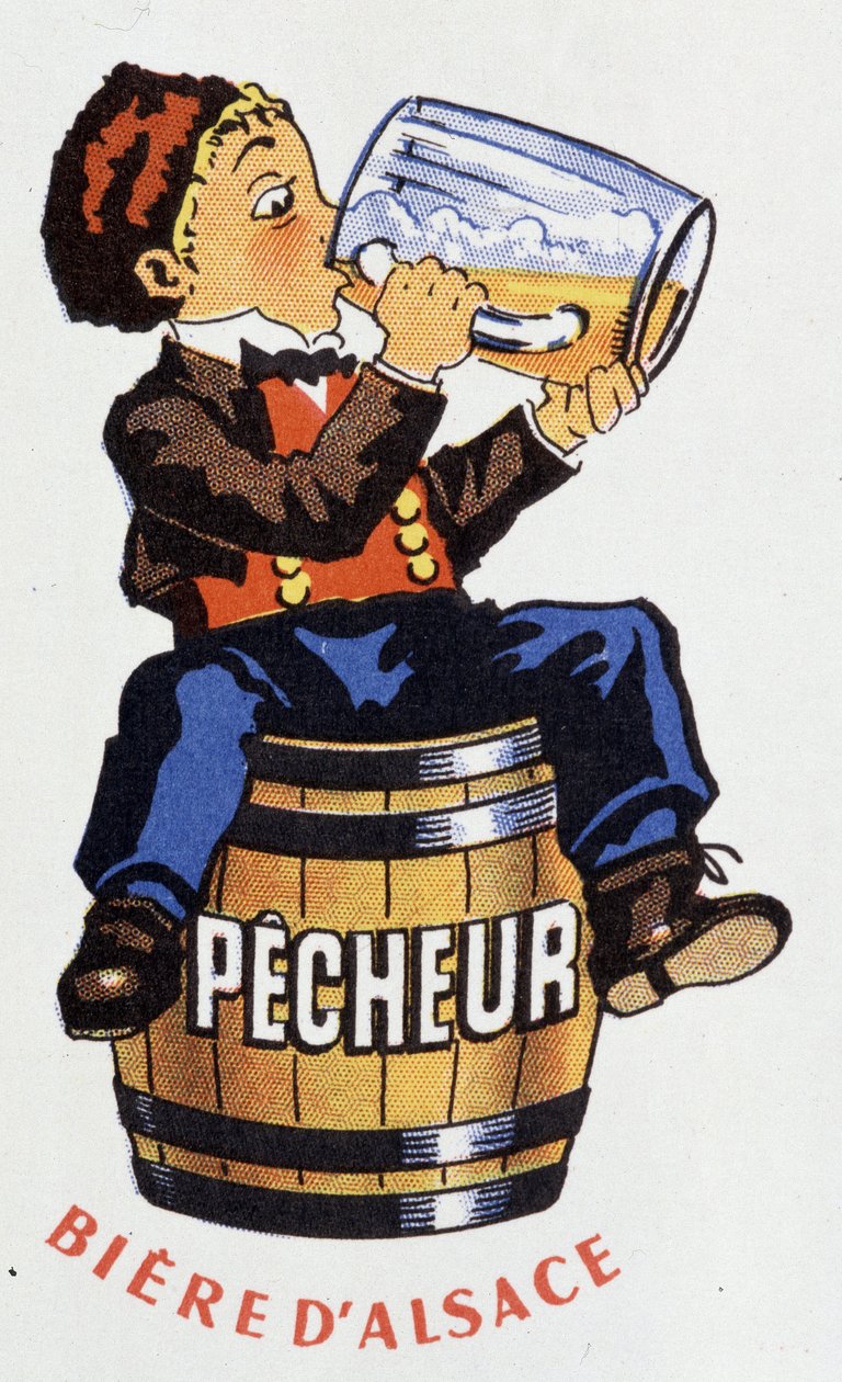 Reklame for Alsace-øl "" Fisherman"". av French School