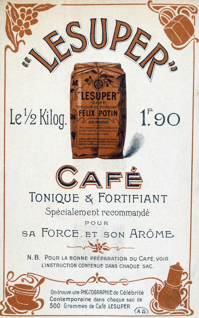 Reklame for kaffe Lesuper, 1900-tallet av French School