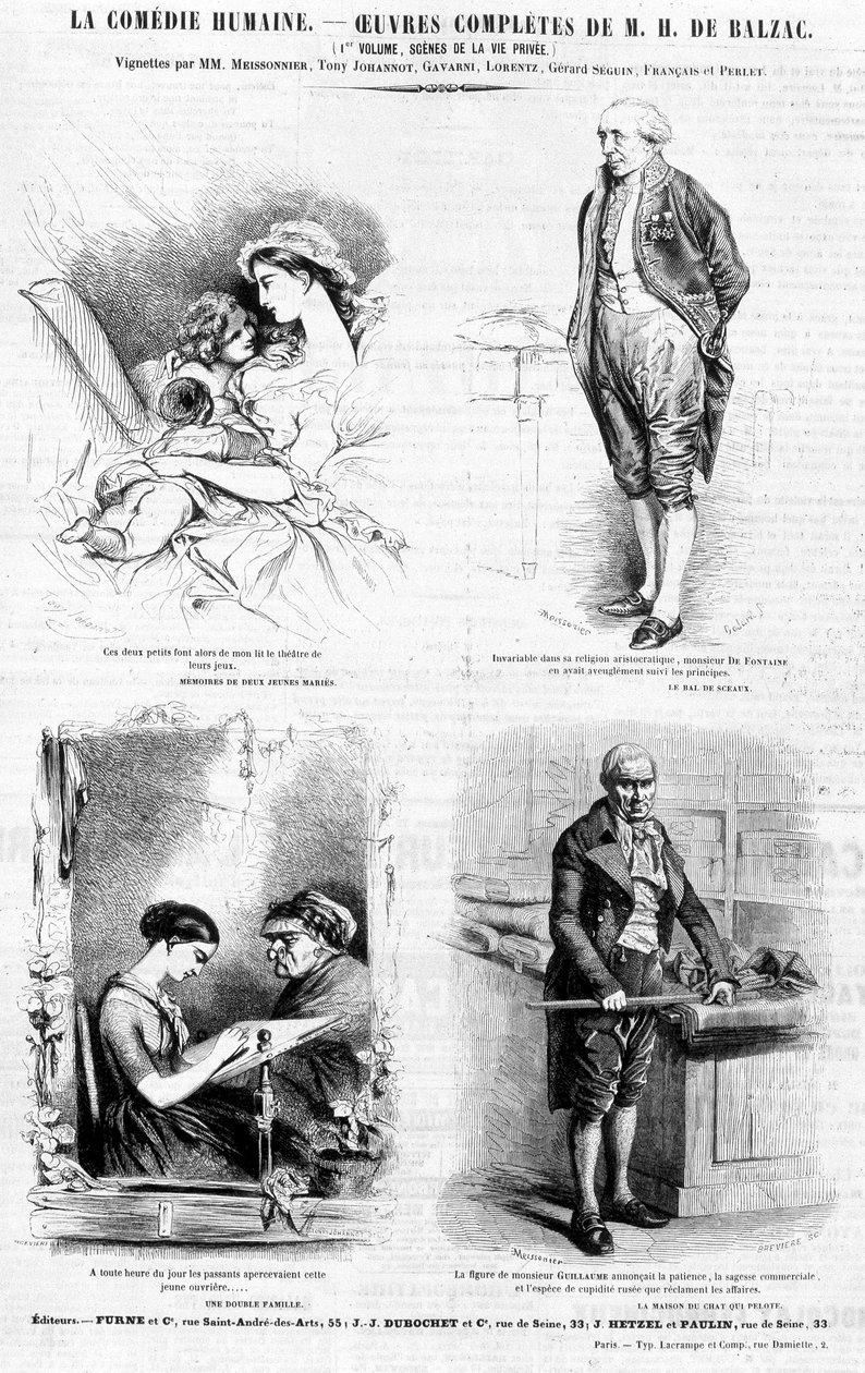 Annonseside for verkene til Balzac - i "" Charivari"", juli 1842 av French School