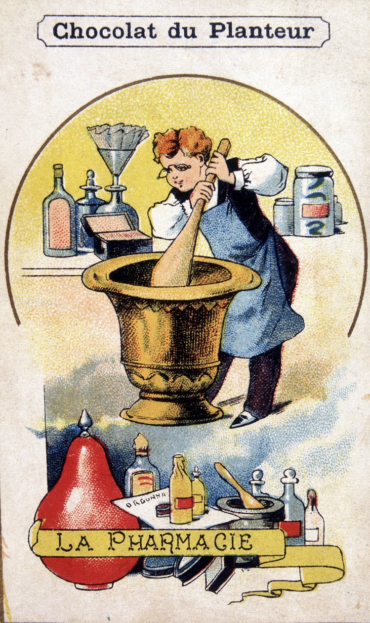 Reklamepostkort for plantekassens sjokoladefabrikk. av French School