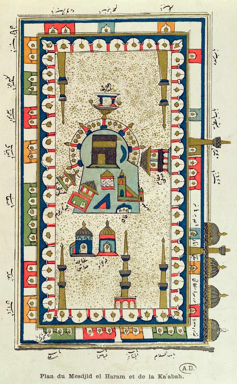 Luftplan for Masjid-el-Haram og Kaabah, Mekka av French School