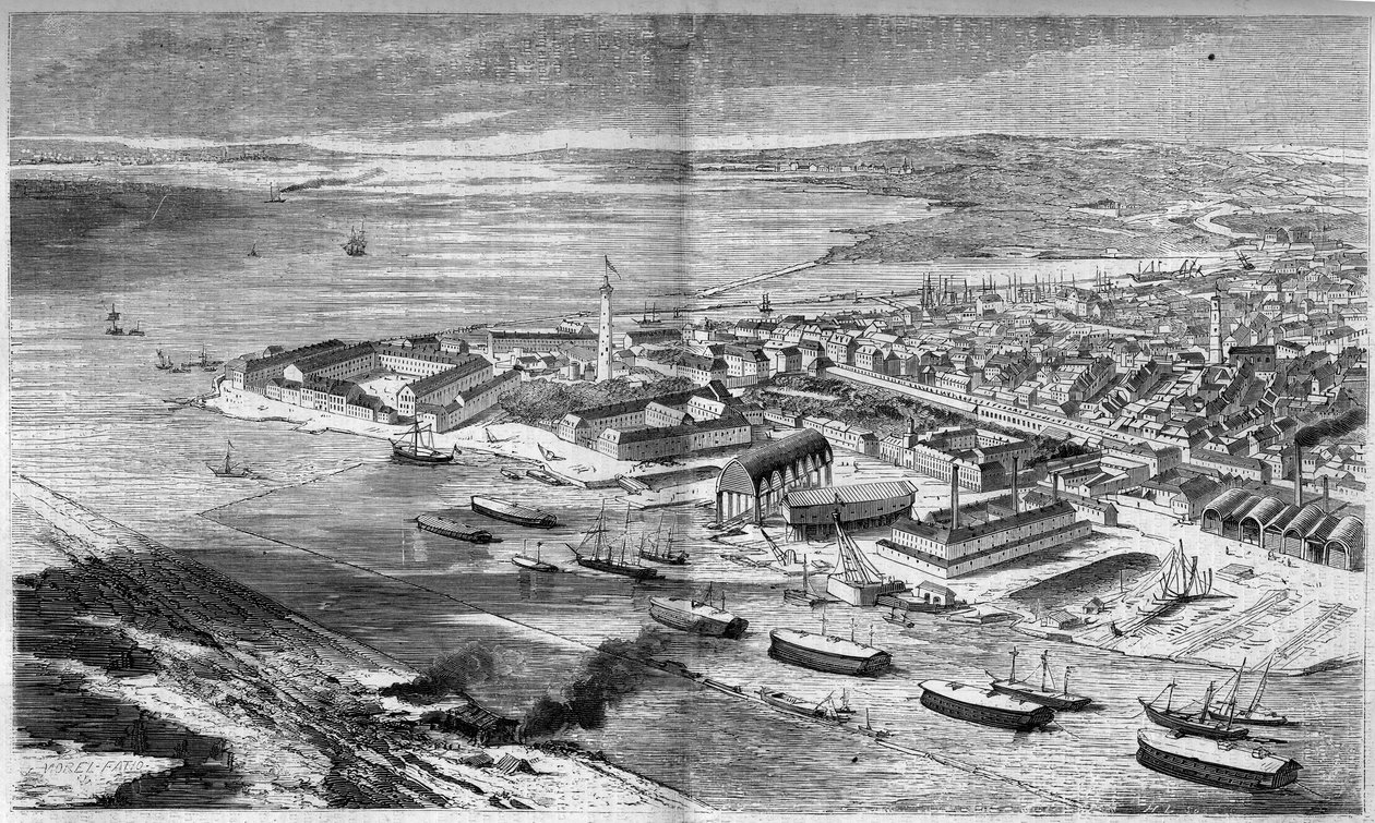 Luftutsikt over byen og havnen i Lorient, Morbihan (56) av French School