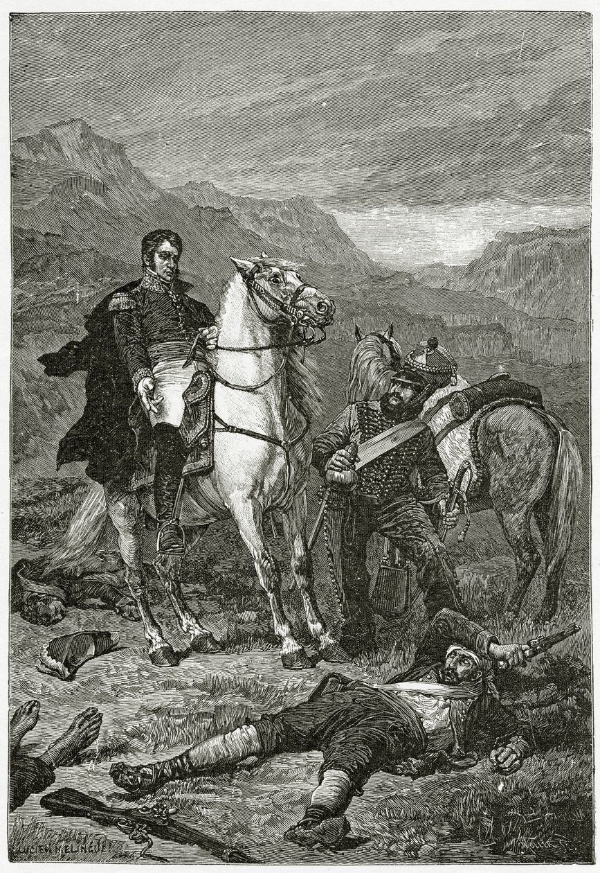 Etter slaget, 1800-tallet (bw-gravering) av French School