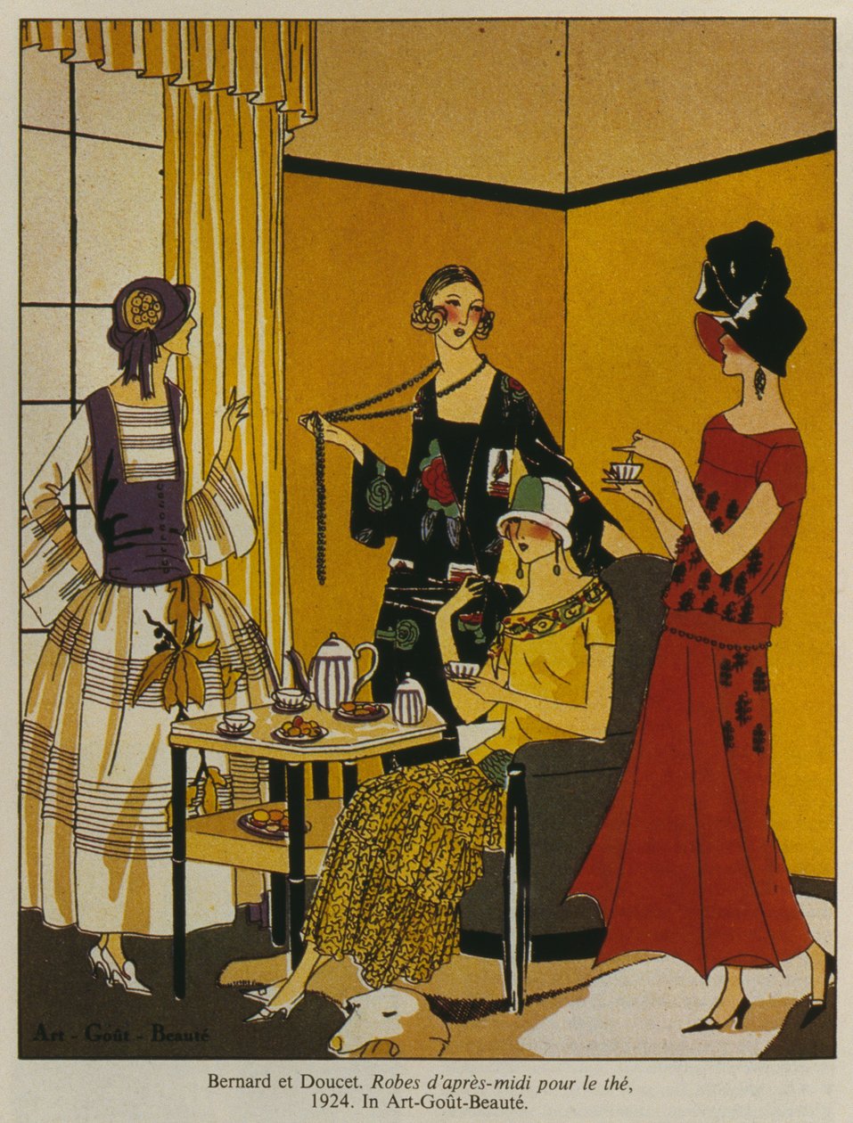 Ettermiddagskjoler for te, motetallerken fra Art Gout Beaute magazine, 1924 av French School