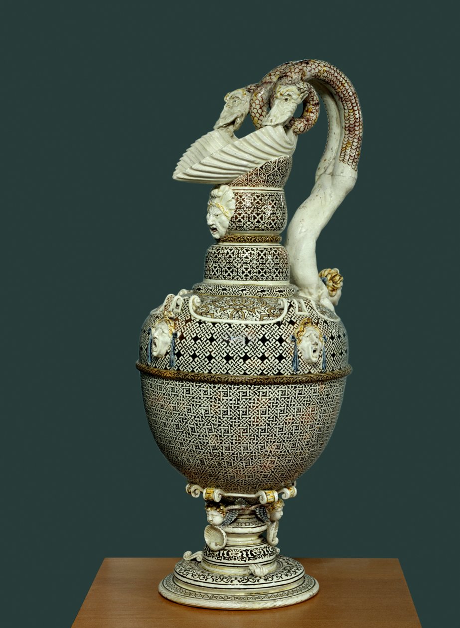 Aiguiere i fin fajanse realisert i Saint Porchaire. 1550 rundt Paris, Louvre-museet. av French School