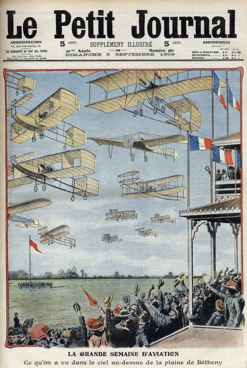 Airshow holdt i Betheny, Frankrike, illustrasjon fra den franske avisen Le Petit Journal - Meeting d