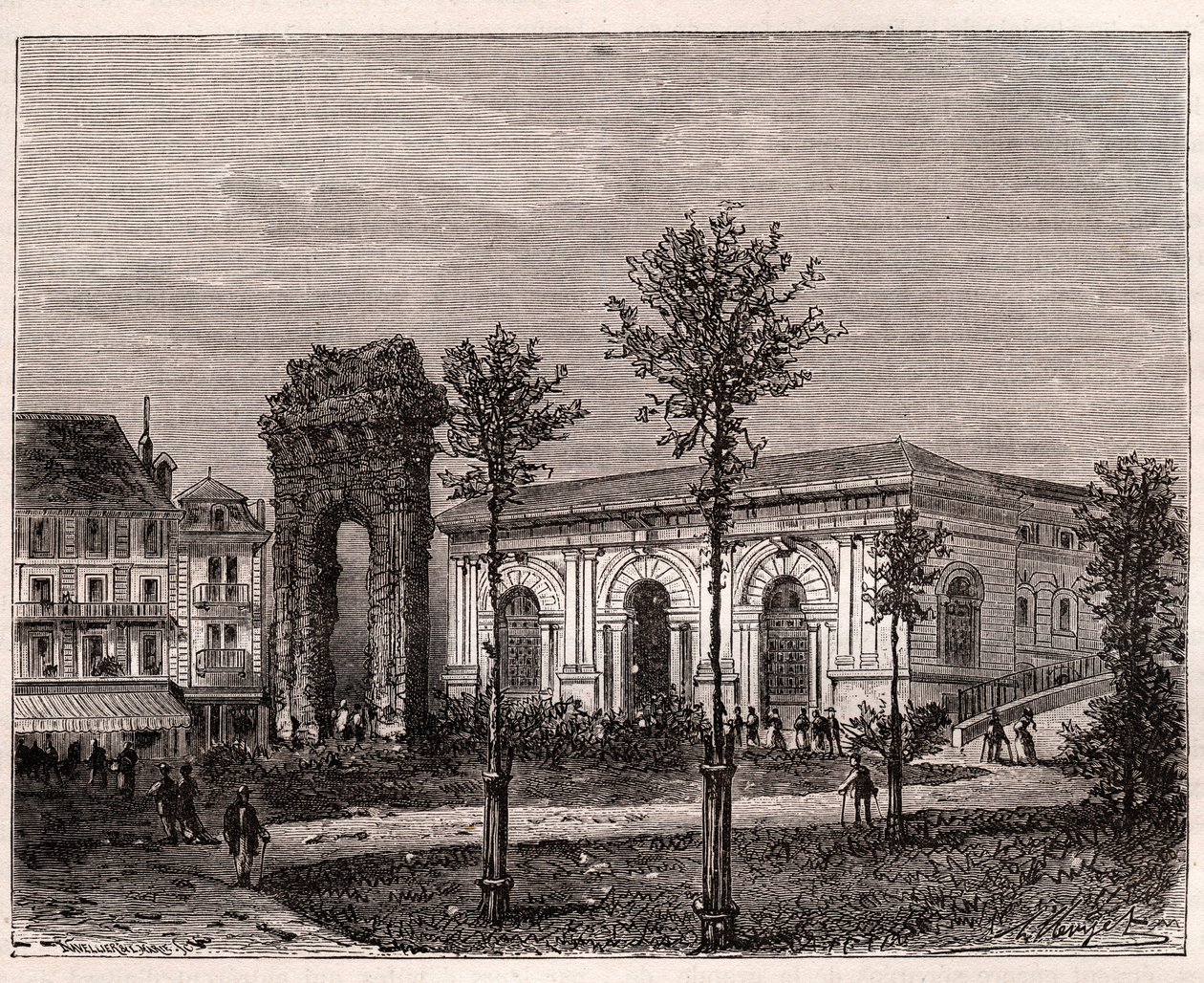 Aix les bains - Aix-les-Bains - Savoy - den romanske buen Campanus - gravering i "La France illustrée: geografi, historie, statistisk administrasjon" av VA Malt-Brown. 1884 av French School