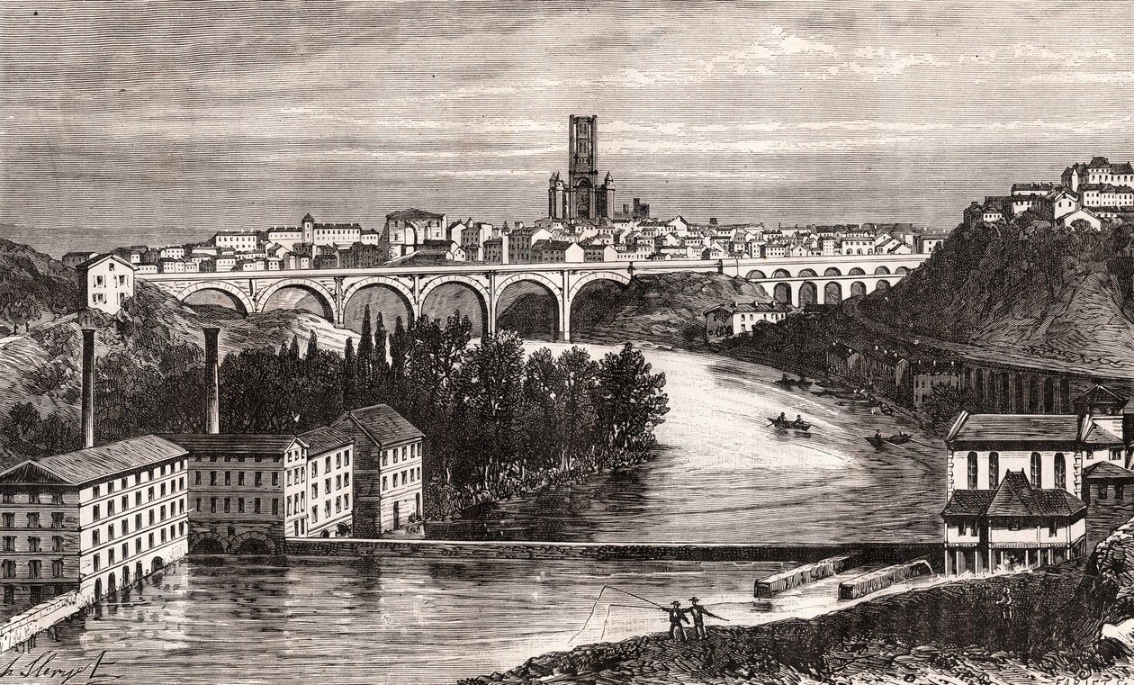 Albi - Languedoc-Roussillon-Midi-Pyrenee - gravering i "La France illustrée: geografi, historie, statistisk administrasjon" av V.A. Malt-Brown. 1884 av French School