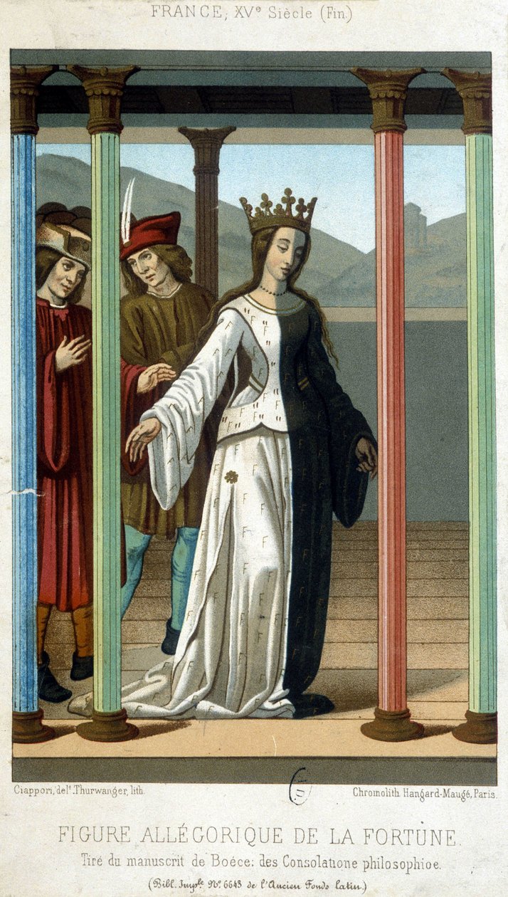 Allegorisk formuefigur - fra manuskriptet til Boethius "" Filosofiske trøster", slutten av 1400-tallet av French School