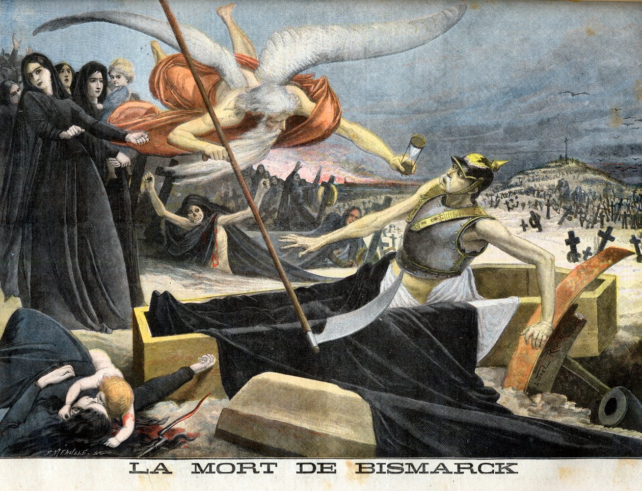 Allegori om Bismarcks død, illustrasjon fra det illustrerte tillegget til Le petit Journal av French School