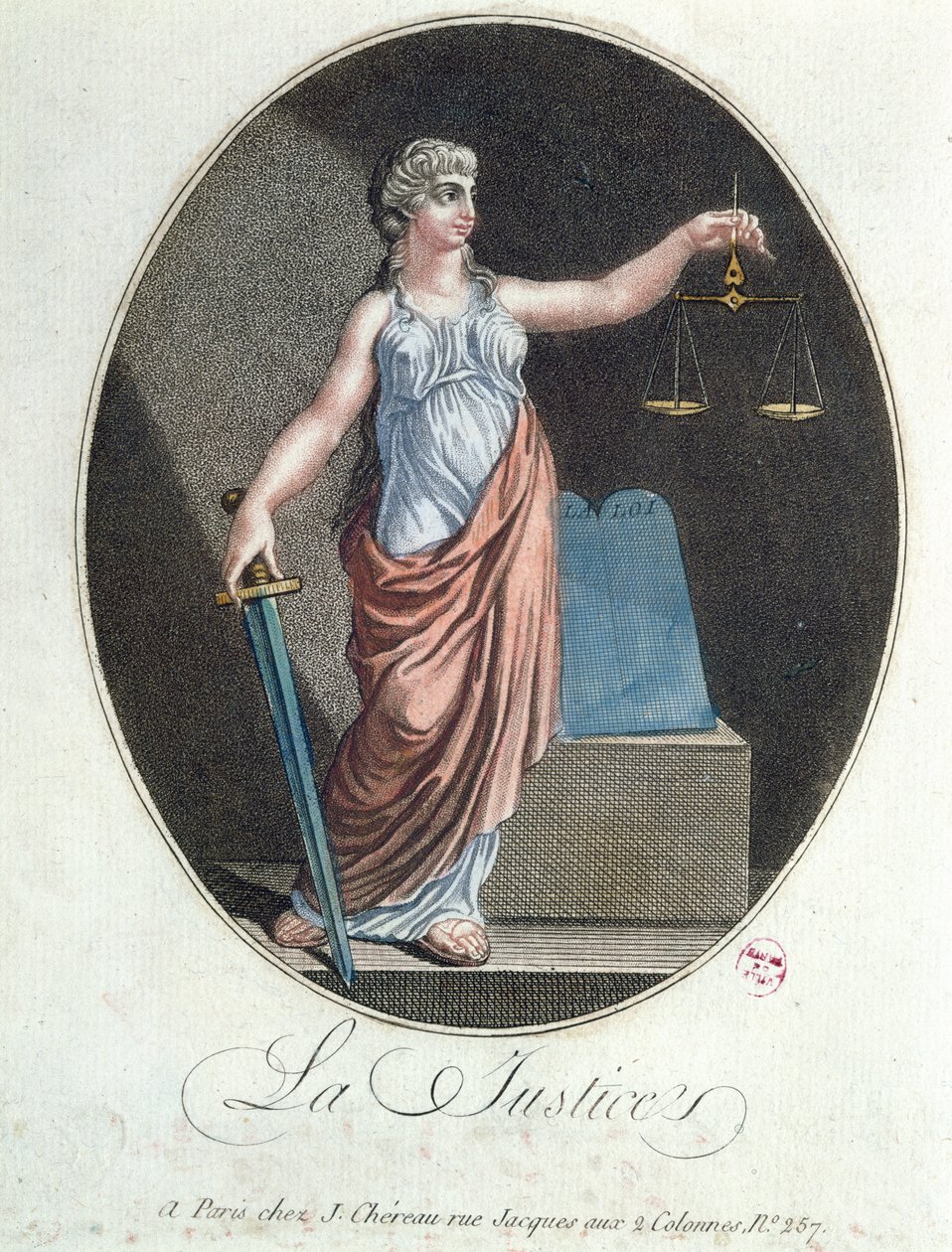 Allegory of Justice, utgitt av J. Chereau, Paris, 1792 av French School