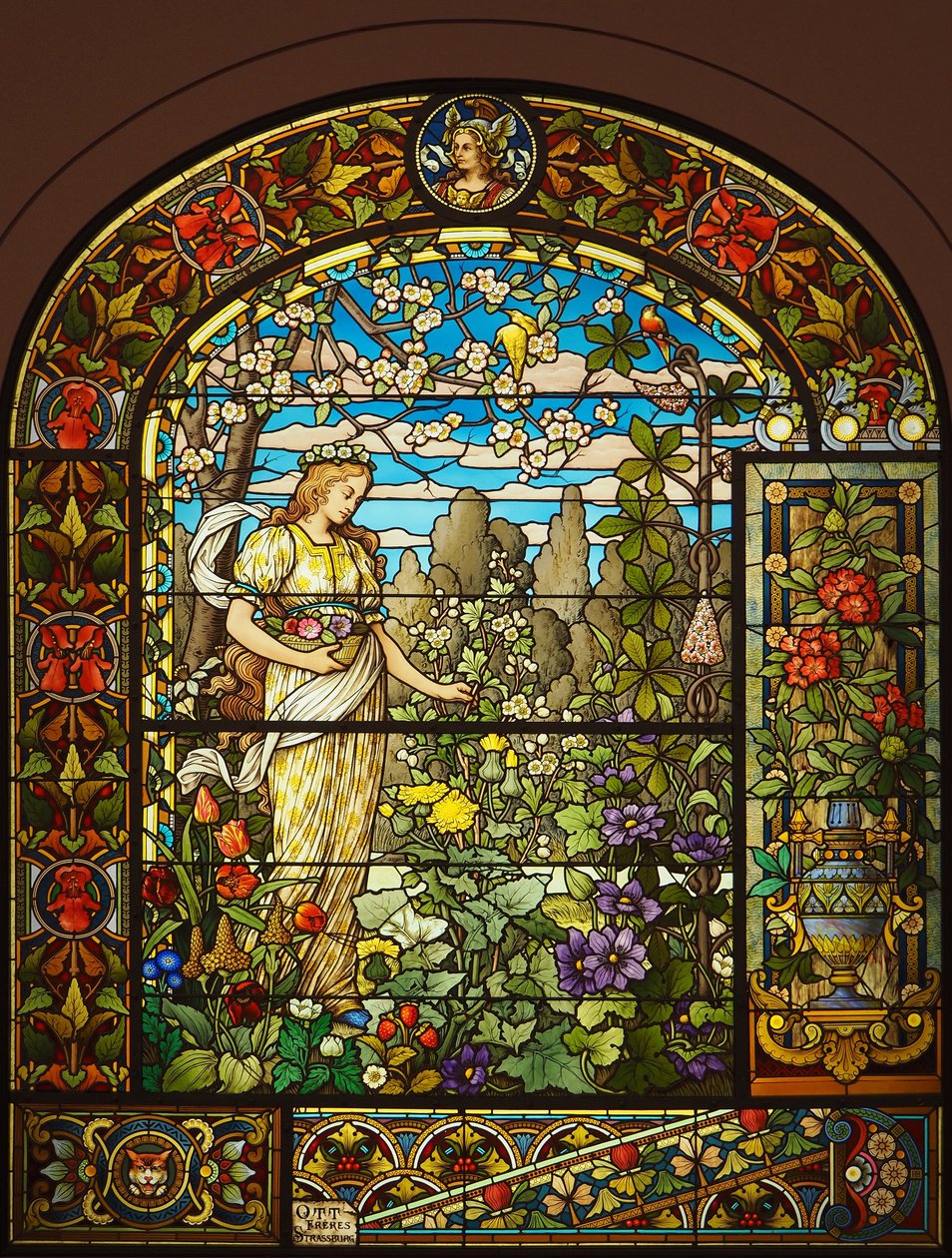 Allegory of spring (farget glass), anonym, ca 1900 av French School